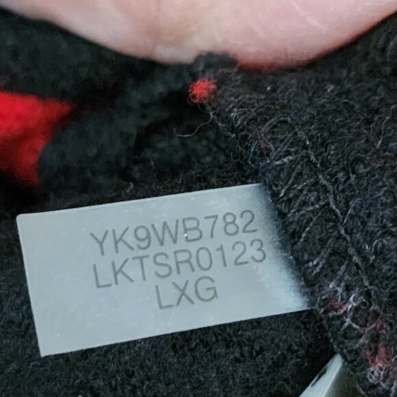 Karl Lagerfeld Red Colorblock Stripe 50% Boiled Wool Snap Closure Cardigan - Picture 5 of 5